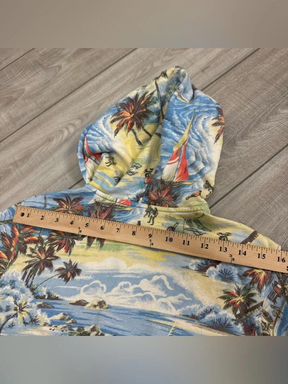 POLO RALPH LAUREN Hawaiian Print Jacket Hoodie Full Zip 100%‎ cotton Pockets